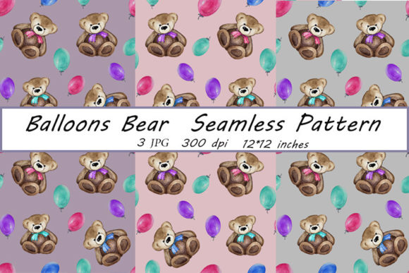 Bears, Balloons Background Patterns JPG