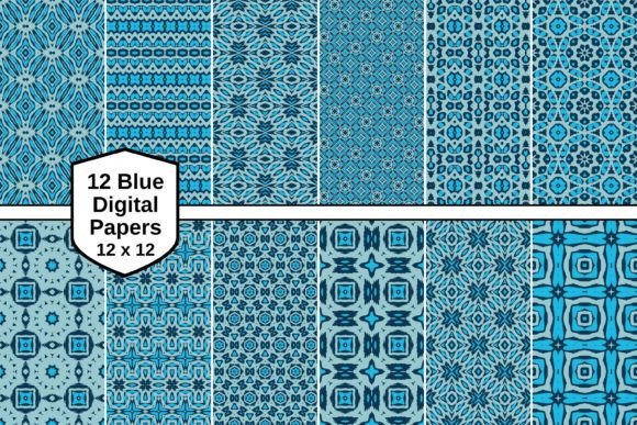 Blue Geometric Patterns Paper Bundle