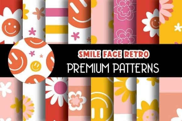 Boho Happy Face Groovy Retro Patterns