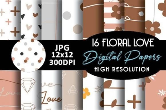 Boho Love Floral Patterns Digital Paper: 16 Premium Pink Roses Backgrounds for Creative Projects