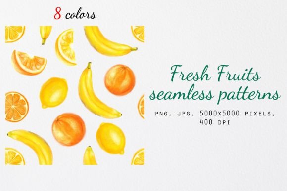 Freash Fruits Seamless Patterns Set