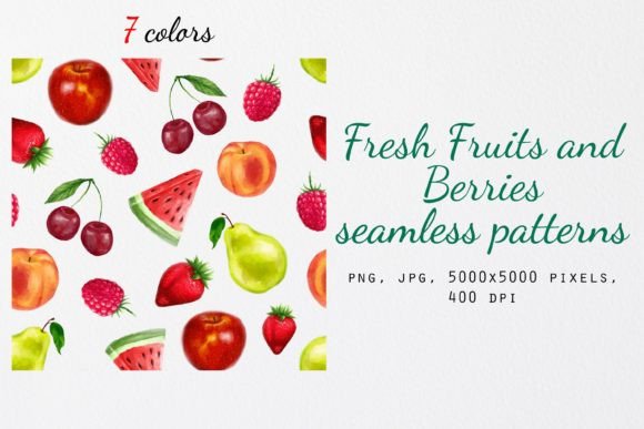 Fruits and Berries Seamless Patterns Set