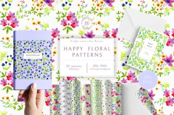 Happy Floral Patterns: Versatile, Print-Ready Designs for Creative Projects