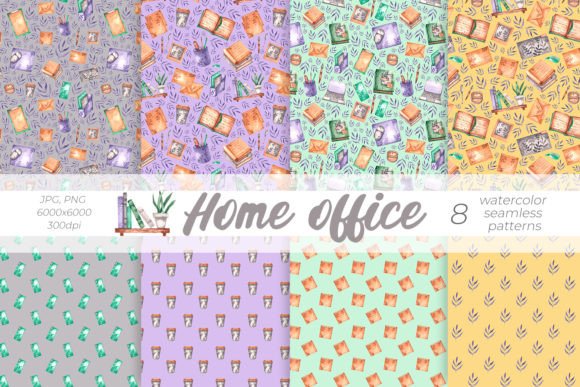 Home Office Watercolor Patterns