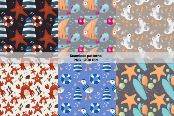 Marine Patterns, Underwater Background: Seamless Design Assets for Summer-Themed Projects