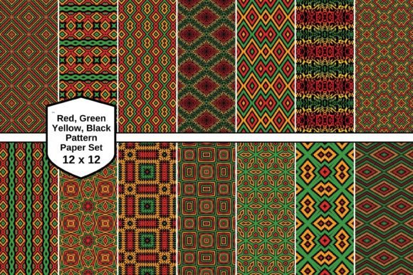 Red Green Yellow Black Seamless Patterns