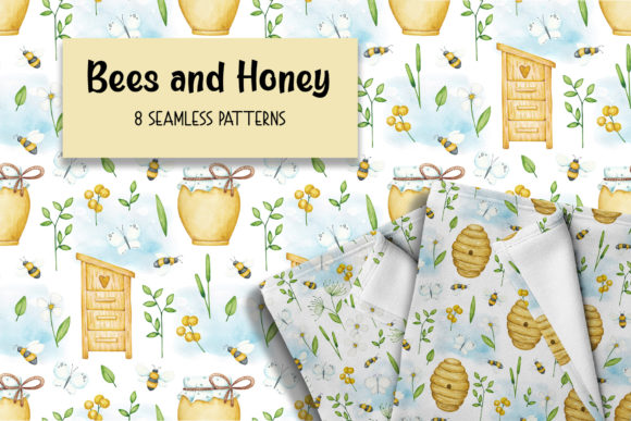 Seamless Patterns: Bees & Honey