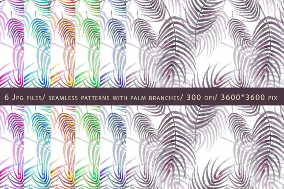 Set of Seamless Patterns Palm Branches: Versatile, Timeless Design for Print and Craft