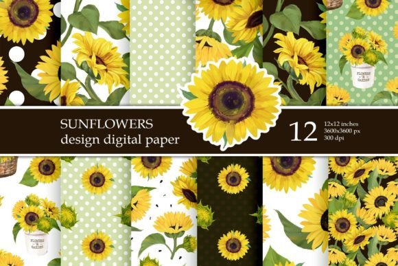 Sunflower Patterns, Digital Papers