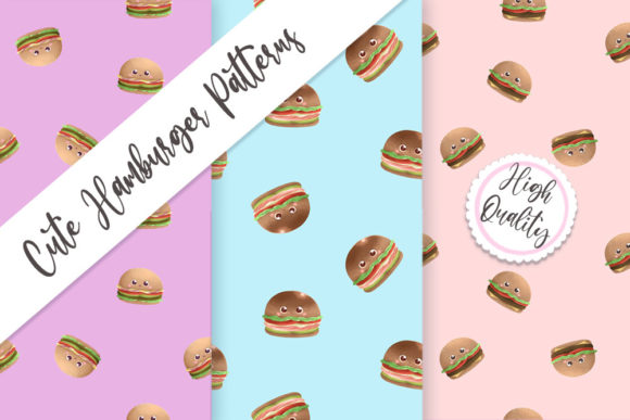 Three High Quality Hamburgers Patterns: Playful, Professional Seamless Designs for Creative Projects