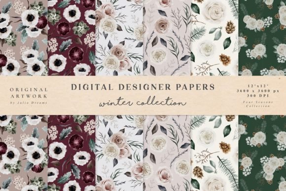 Winter Four Seasons Seamless Patterns