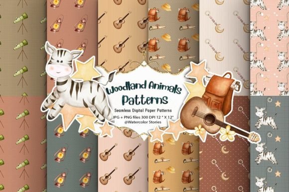 Zebra and Guitar Seamless Patterns