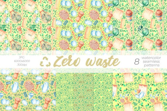 Zero Waste Watercolor Patterns JPG